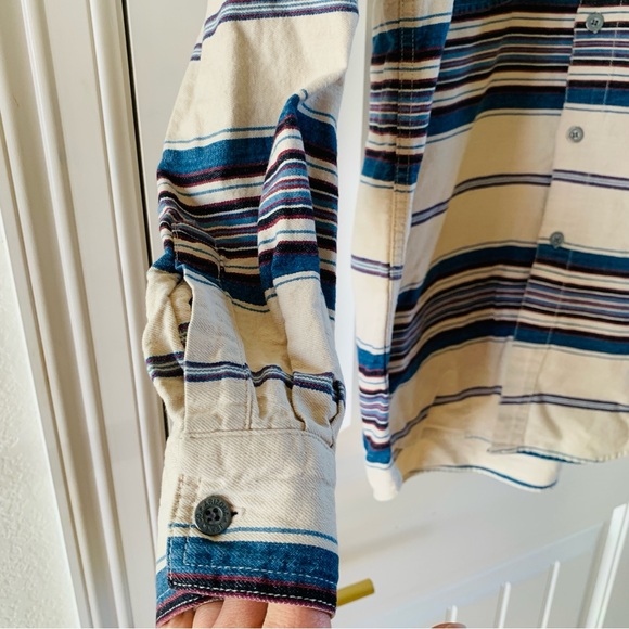 Arizona Mens Cotton Striped Western Style Button Down Long Sleeve Shirt | Medium - Picture 5 of 6